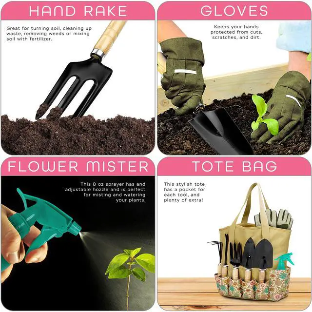 Alt view image 6 of 7 - Gardening Tools for Women Stainless Steel Gardening Tools - Gardening Kit Garden Tools for Women Includes Shovel Trowel Fork Rake Gardening Gloves Perfect Gardening Gifts