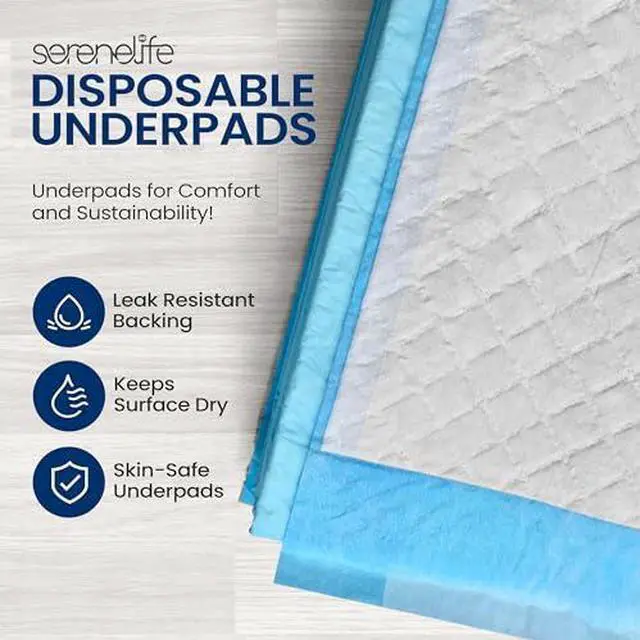 Alt view image 7 of 7 - Serenelife Disposable Under Pads | 50 Count Incontinence Pads for Pets, Babies, Kids & Adults | Super Absorbent & Leak-Resistant | 36 x 23 Inch Chuck Pads | Water-Resistant PE Backsheet