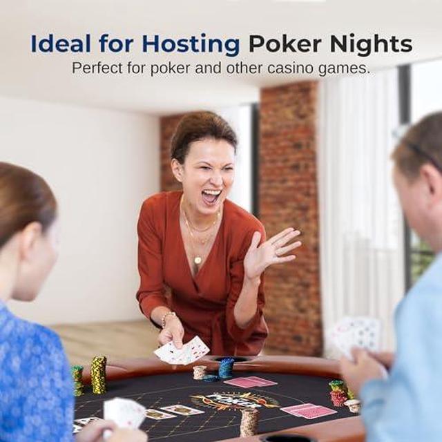 Alt view image 5 of 7 - SereneLife 6ft Foldable Poker Game Table, 8 Player Casino Style Oval Card Table with Cushioned Rails, 8 Cup Holders, Metal Legs, Water-Resistant, Felt-Surface, Games Table 71.65"x32.28"x29.13" Inch