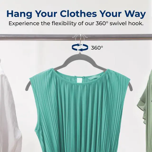 Alt view image 5 of 7 - SereneLife 30-Piece Shirt Hangers, Premium Non-Slip Velvet Hangers Pack with 360° Swivel Hooks, Slim Space-Saving Design for Tops, Jackets, Blouses, & Strappy Dresses, Supports 8 lbs (Grey)