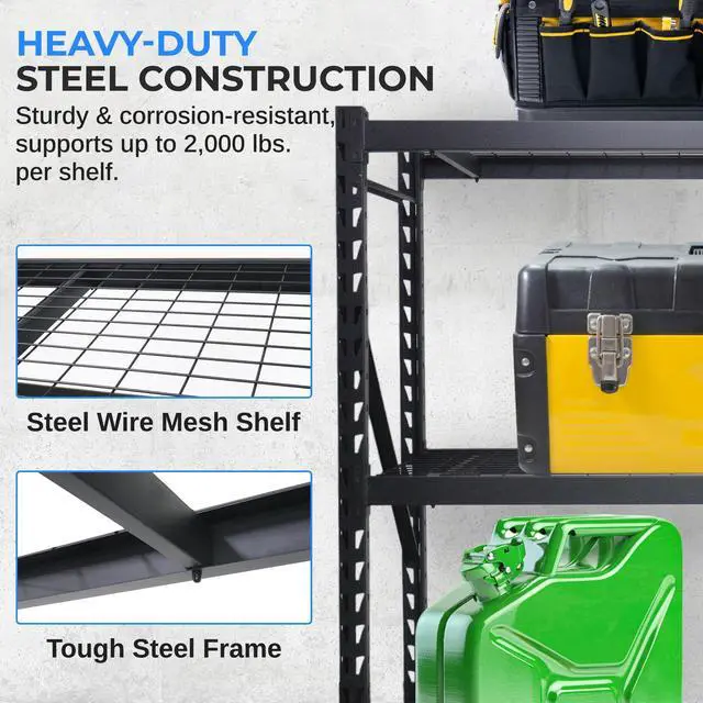 Alt view image 7 of 7 - SereneLife Heavy Duty 3-Tier Metal Garage Shelving | 24" x 77" x 72" Extra Wide Adjustable Storage Utility | Freestanding Bulk Storage Rack | Open Wire Mesh Design | 2000 lbs. Capacity