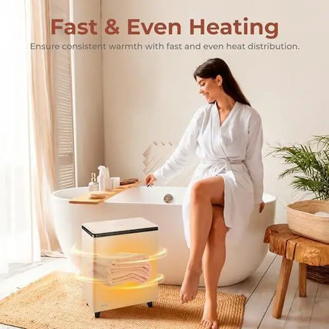 Alt view image 4 of 7 - SereneLife Luxury Rectangle Towel Warmer - Spa & Bathroom Heater with Custom Fragrance, Auto Shut-Off, Fits 2 large Towels, Blankets, Bathrobes, PJ's - Perfect Gift for Him & Her (Black)