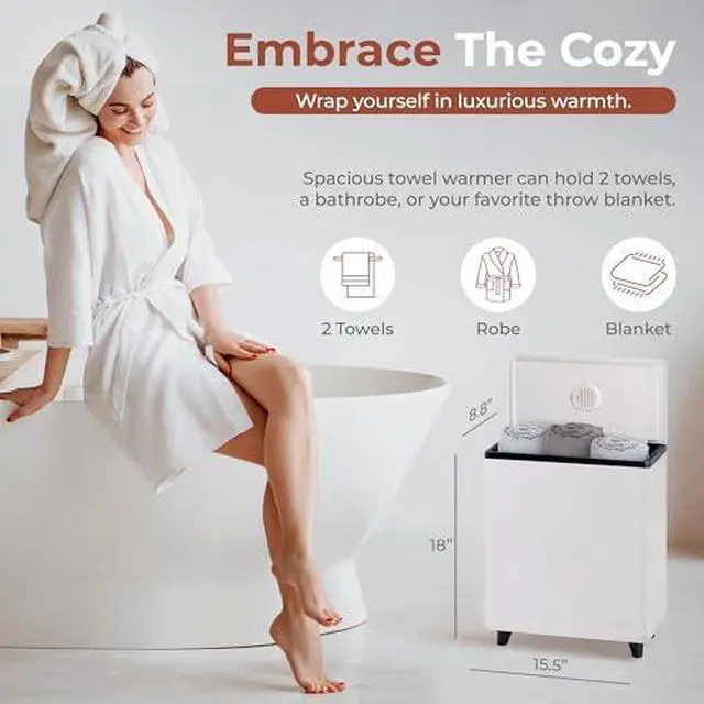 Alt view image 7 of 7 - SereneLife Luxury Rectangle Towel Warmer - Spa & Bathroom Heater with Custom Fragrance, Auto Shut-Off, Fits 2 large Towels, Blankets, Bathrobes, PJ's - Perfect Gift for Him & Her (Black)
