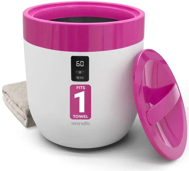 Main image of SereneLife Counter Towel Warmer Bucket - with Customized Fragrance for Spa and Bathroom, Luxury Heater, Auto Shut Off, Fits 1 Large Blanket, Bathrobe, PJs (Pink)