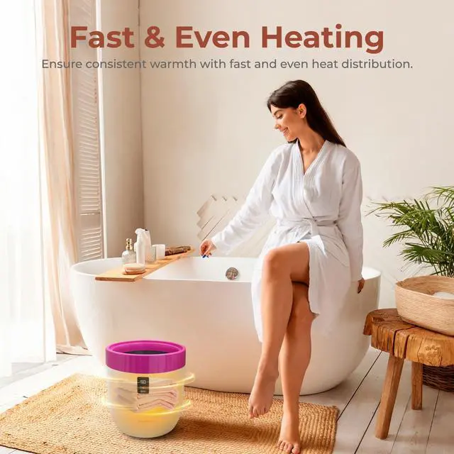 Alt view image 4 of 7 - SereneLife Counter Towel Warmer Bucket - with Customized Fragrance for Spa and Bathroom, Luxury Heater, Auto Shut Off, Fits 1 Large Blanket, Bathrobe, PJs (Pink)