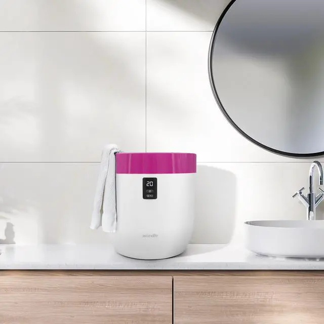 Alt view image 6 of 7 - SereneLife Counter Towel Warmer Bucket - with Customized Fragrance for Spa and Bathroom, Luxury Heater, Auto Shut Off, Fits 1 Large Blanket, Bathrobe, PJs (Pink)