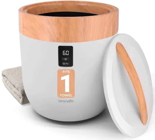 Main image of SereneLife Bucket Warmers with Customized Fragrances for Spa and Bathroom, Timer 20/40/60/90 Minutes, Fits 1 Large Towel, Blanket, Bathrobe, PJs (Natural)
