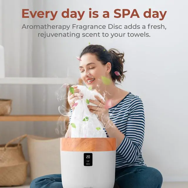 Alt view image 2 of 7 - SereneLife Bucket Warmers with Customized Fragrances for Spa and Bathroom, Timer 20/40/60/90 Minutes, Fits 1 Large Towel, Blanket, Bathrobe, PJs (Natural)