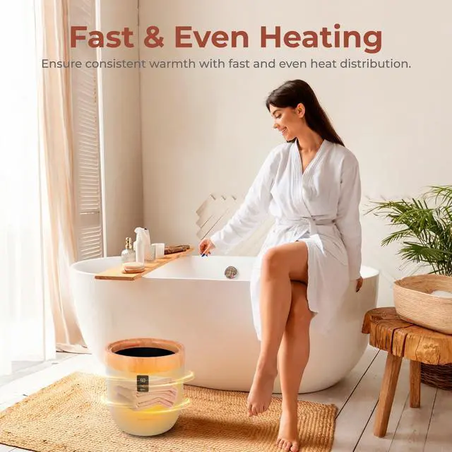 Alt view image 4 of 7 - SereneLife Bucket Warmers with Customized Fragrances for Spa and Bathroom, Timer 20/40/60/90 Minutes, Fits 1 Large Towel, Blanket, Bathrobe, PJs (Natural)