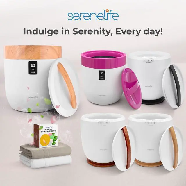 Alt view image 7 of 7 - SereneLife Bucket Warmers with Customized Fragrances for Spa and Bathroom, Timer 20/40/60/90 Minutes, Fits 1 Large Towel, Blanket, Bathrobe, PJs (Natural)