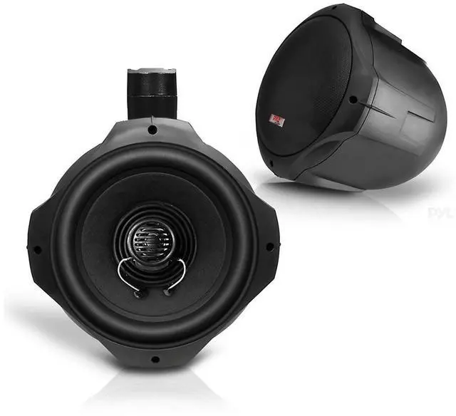 Alt view image 3 of 7 - Dual MXD13 Single DIN Bluetooth Marine MP3 AM/FM Stereo Receiver, Spa bezel, Adapter Plate, 22" Radio Antenna, Wire, 2x 6.5" 200 Watt Peak Water Resistant Full Range Wakeboard Audio Speakers (Black)