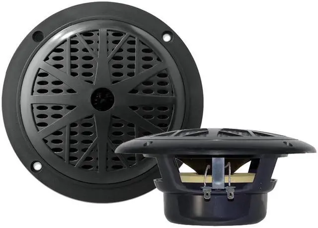 Alt view image 3 of 7 - Dual MXD13 Single DIN Bluetooth Marine MP3 AM/FM Stereo Receiver, Spa bezel, Adapter Plate, 22" Radio Antenna, Wire, 4x 6.5" 120 Watt Max Full Range Dual Cone Waterproof Stereo Speakers (Black)