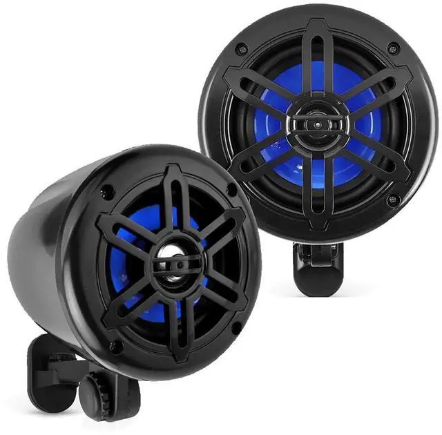 Alt view image 3 of 7 - Dual MXD13 Single DIN Bluetooth Marine MP3 AM/FM Stereo Receiver, Spa bezel, Adapter Plate, 22" Radio Antenna, Wire, 2x 4" 150 Watt Max 2-Way Waterproof Off-Road Audio Speakers (Black)