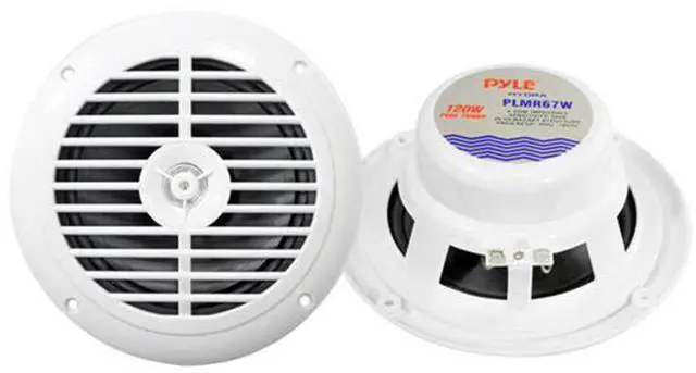 Alt view image 3 of 7 - Pyle PLCDBT65 Single DIN Bluetooth Marine CD Stereo Receiver, Spa bezel, Adapter Plate, 22" Radio Antenna, Wire, 4x 6.5" 120 Watt Peak Full Range Dual Cone Waterproof Stereo Speakers (White)