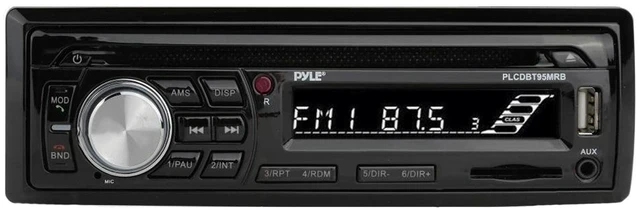Alt view image 2 of 7 - Pyle PLCDBT95 Single-DIN Bluetooth Marine AUX/USB CD Player/MP3 AM/FM In-Dash Stereo Receiver W/Install Kit + Adapter Plate, 2x 3.5'' 200W Max Power 3-Way Mini Box Silver Speakers W/Wire, 22" Antenna