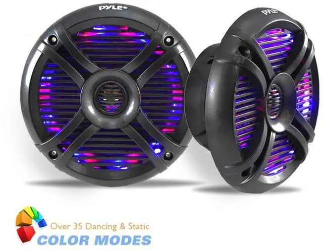 Alt view image 6 of 7 - Pyle PLRMR27BTB Single-DIN Marine Bluetooth USB/AUX MP3 AM/FM Radio Stereo Receiver W/Install Kit + Adapter Plate, 2x 8" 300W Max Power 2-Way LED Blue Black Speakers W/50 Feet Wire, 22" Radio Antenna