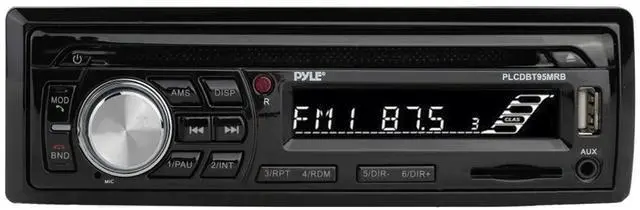 Alt view image 2 of 7 - Pyle PLCDBT95 Single-DIN Bluetooth Marine AUX/USB CD Player/MP3 AM/FM In-Dash Stereo Receiver W/Install Kit + Adapter Plate, 4x 3.5'' 200W Max Power 3-Way Mini Box Silver Speakers W/Wire, 22" Antenna