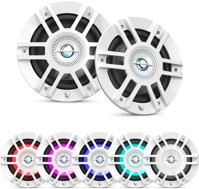 Alt view image 3 of 6 - JVC KD-X38MBS Single-DIN Marine Bluetooth USB/AUX LED AM/FM SiriusXM Ready Stereo Receiver W/White Cover, 4x 6.5" 300W Max 2-Way Coaxial White Boat RGB LED Speakers W/50 Feet Wire, 22" Radio Antenna
