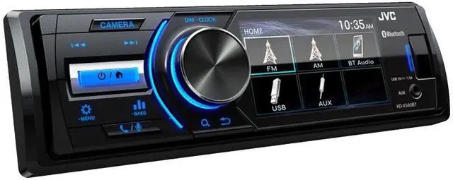 Alt view image 2 of 7 - JVC KD-X560BT Single-DIN Marine Bluetooth USB/AUX MP3 AM/FM Radio Digital Media Stereo Receiver W/White Cover, 4x 6.5" 225W Max Power RGB LED Titanium Speakers W/Wire, 10" 750W Max Subwoofer, Antenna