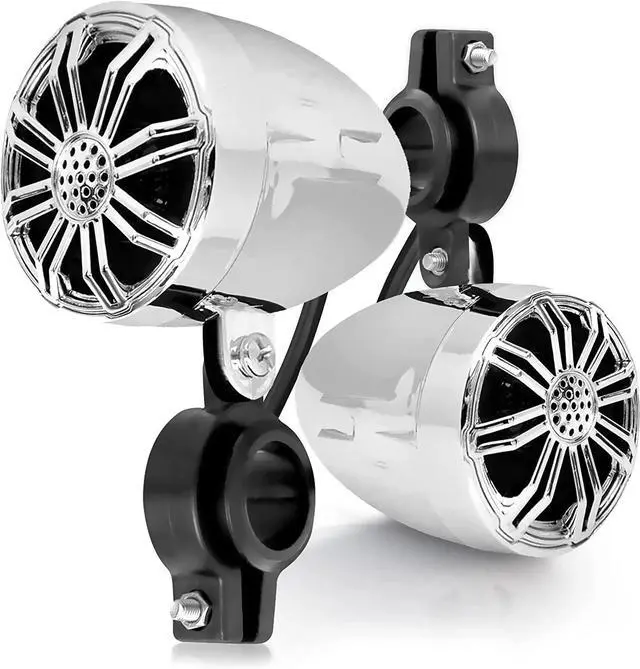 Alt view image 5 of 7 - Pyle PLCDBT65 Single-DIN Marine Bluetooth USB/AUX CD Player AM/FM Stereo Receiver W/White Cover, 2x Pyle PLMR22CR 2.25' 10W Max Power Full Range Off-Road Chrome Speakers W/50 Feet 18G Wire, Antenna