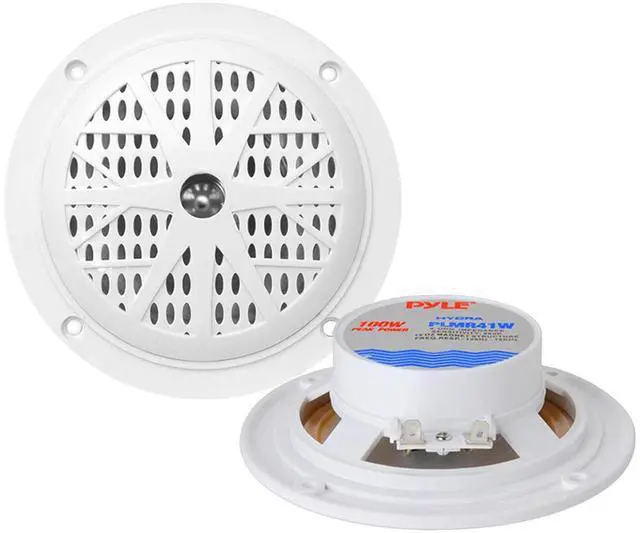 Alt view image 5 of 7 - Pyle PLCDBT65 Single-DIN Marine Bluetooth USB/AUX CD Player AM/FM Stereo Receiver W/White Cover, 2x Pyle PLMR41W 4'' 100 Watt Max Power Dual Cone White Speakers W/50 Feet 18 Gauge Wire, 22" Antenna