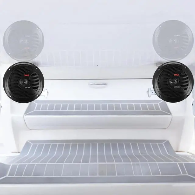 Alt view image 6 of 7 - Pyle PLCDBT65 Single-DIN Marine Bluetooth USB/AUX CD Player AM/FM Stereo Receiver W/White Cover, 2x Pyle PLMR60B 6.5" 150W Max Power Full Range Dual Cone Black Speakers W/50 Feet 18G Wire, 22" Antenna