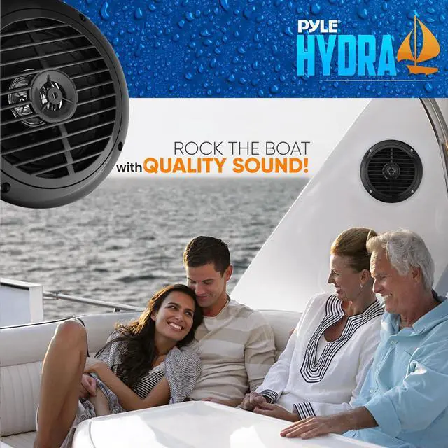 Alt view image 6 of 7 - Pyle PLCDBT65 Single-DIN Marine Bluetooth USB/AUX CD Player AM/FM Stereo Receiver W/White Cover, 2x Pyle PLMR67B 6.5'' 120W Max Power Dual Cone Waterproof Black Speakers W/50 Feet 18G Wire, Antenna