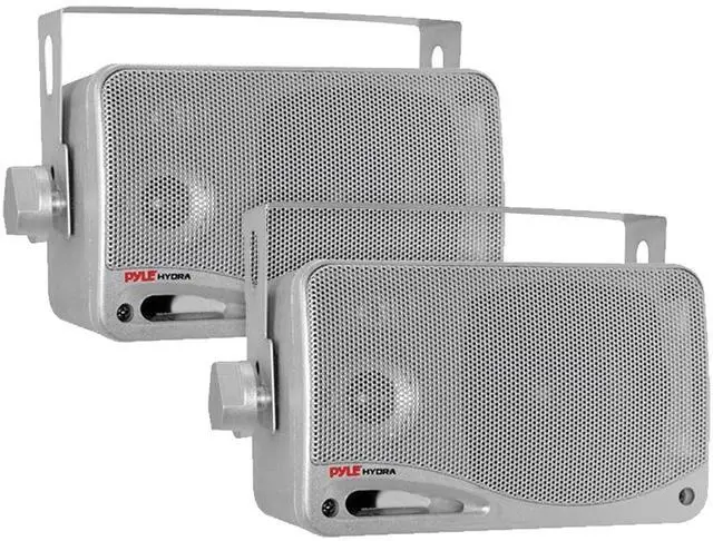 Alt view image 5 of 7 - Pyle PLCDBT65 Single-DIN Marine Bluetooth USB/AUX CD Player AM/FM Stereo Receiver W/White Cover, 4x 3.5'' 200W Max Power 3-Way Weather Proof Mini Box Silver Speakers W/50 Feet 18G Wire, Radio Antenna