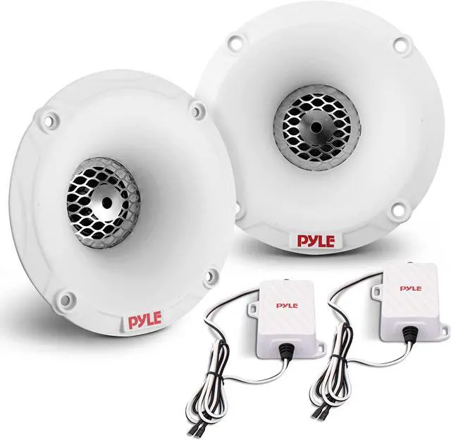 Alt view image 5 of 7 - Pyle PLCDBT65 Single-DIN Marine Bluetooth USB/AUX CD Player AM/FM Stereo Receiver W/White Cover, 4x 1" 120 Watt Peak Power PEI Dome Tweeters White Marine Speaker System W/50 Feet 18G Wire, 22" Antenna