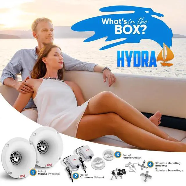 Alt view image 6 of 7 - Pyle PLCDBT65 Single-DIN Marine Bluetooth USB/AUX CD Player AM/FM Stereo Receiver W/White Cover, 4x 1" 120 Watt Peak Power PEI Dome Tweeters White Marine Speaker System W/50 Feet 18G Wire, 22" Antenna