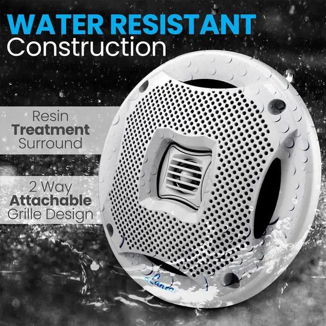 Alt view image 6 of 7 - Pyle PLRMR23BTW Single-DIN Bluetooth Marine USB/AUX MP3/SD AM/FM Radio Stereo Receiver W/White Cover, 2x 6.5 400 Watt Max Power 2-Way Full-Range Waterproof White Speakers W/50 Feet Wire, Antenna