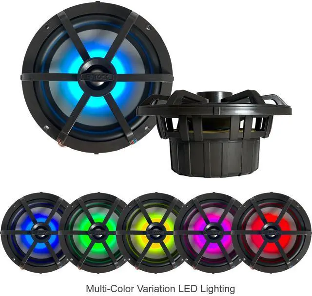Alt view image 5 of 6 - Pyle PLRMR23BTW Single-DIN Bluetooth Marine USB/AUX MP3/SD AM/FM Radio Stereo Receiver W/White Cover, 2x Enrock EM265RGB 6.5" 120 Watt Max Power RGB LED Coaxial Boat Speakers W/50 Feet Wire, Antenna