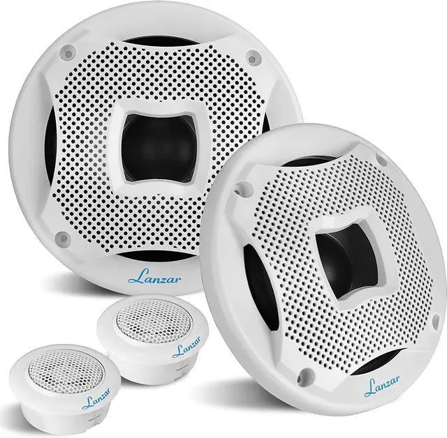 Alt view image 6 of 7 - Pyle PLRMR23BTW Single-DIN Bluetooth Marine USB/AUX MP3/SD AM/FM Radio Stereo Receiver W/White Cover, 2x Lanzar 6.5" 450W Max Power 2-Way Boat Audio Component White Speakers W/50 Feet Wire, Antenna