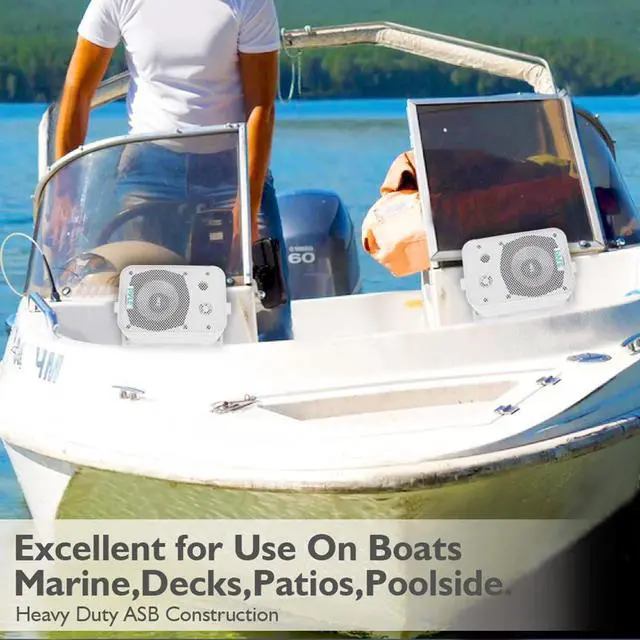 Alt view image 6 of 7 - Pyle PLRMR23BTW Single-DIN Bluetooth Marine USB/AUX MP3/SD AM/FM Radio Stereo Receiver W/White Cover, 2x 5.25" 400W Max Power Indoor/Outdoor White Waterproof Speakers W/50 Feet Wire, Radio Antenna