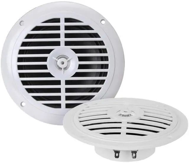 Alt view image 5 of 7 - Pyle PLRMR23BTW Single-DIN Bluetooth Marine USB/AUX MP3/SD AM/FM Radio Stereo Receiver W/White Cover, 2x Pyle PLMR57W 5.25" 100W Max Power Dual Cone Full Range White Speakers W/50 Feet Wire, Antenna