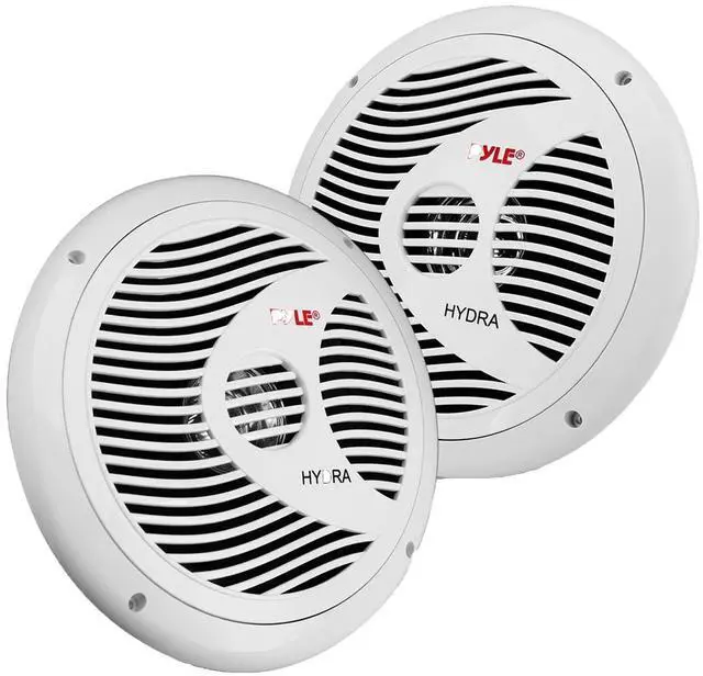 Alt view image 5 of 7 - Pyle PLRMR23BTW Single-DIN Bluetooth Marine USB/AUX MP3/SD AM/FM Radio Stereo Receiver W/White Cover, 2x Pyle PLMR60W 6.5" 150W Max Power Full Range Dual Cone White Speakers W/50 Feet Wire, Antenna