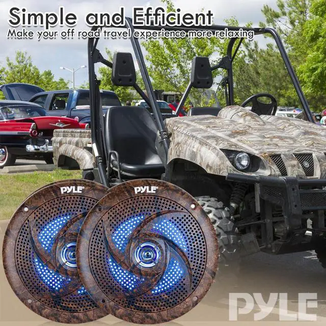 Alt view image 6 of 7 - Pyle PLRMR23BTW Single-DIN Bluetooth Marine USB/AUX MP3/SD AM/FM Radio Stereo Receiver W/White Cover, 2x 6.5'' 240W Max Power Low Profile Slim Style Blue LED Speakers W/50 Feet Wire, Radio Antenna