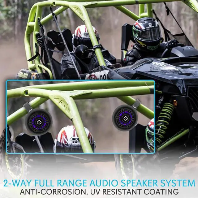 Alt view image 6 of 7 - Pyle PLRMR23BTW Single-DIN Bluetooth Marine USB/AUX MP3/SD AM/FM Radio Stereo Receiver W/White Cover, 2x 4" 300W Max Power Waterproof Marine Wakeboard LED Tower Black Speakers W/50 Feet Wire, Antenna