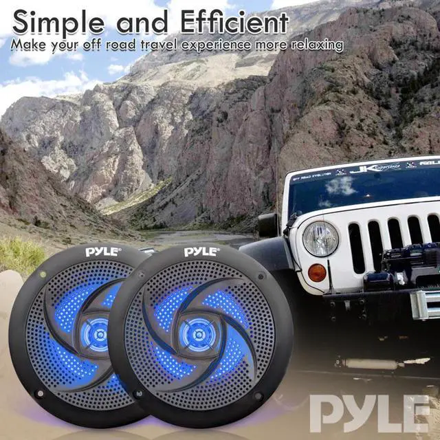 Alt view image 6 of 7 - Pyle PLRMR23BTW Single-DIN Bluetooth Marine USB/AUX MP3/SD AM/FM Radio Stereo Receiver W/White Cover, 2x 4" 100W Max Power Waterproof Low-Profile Slim Style Blue LED Speakers W/50 Feet Wire, Antenna