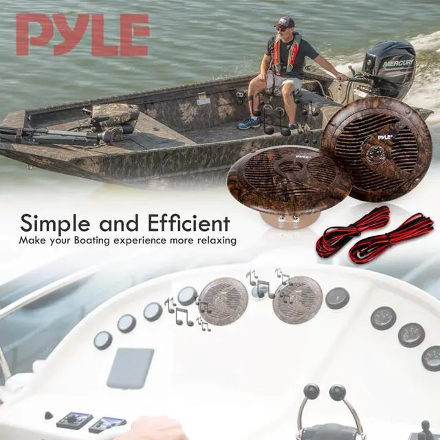 Alt view image 6 of 7 - Pyle PLRMR23BTW Single-DIN Bluetooth Marine USB/AUX MP3/SD AM/FM Radio Stereo Receiver W/White Cover, 4x 6.5'' 150W Max Power Full Range Camouflage Waterproof Speakers W/50 Feet Wire, Radio Antenna