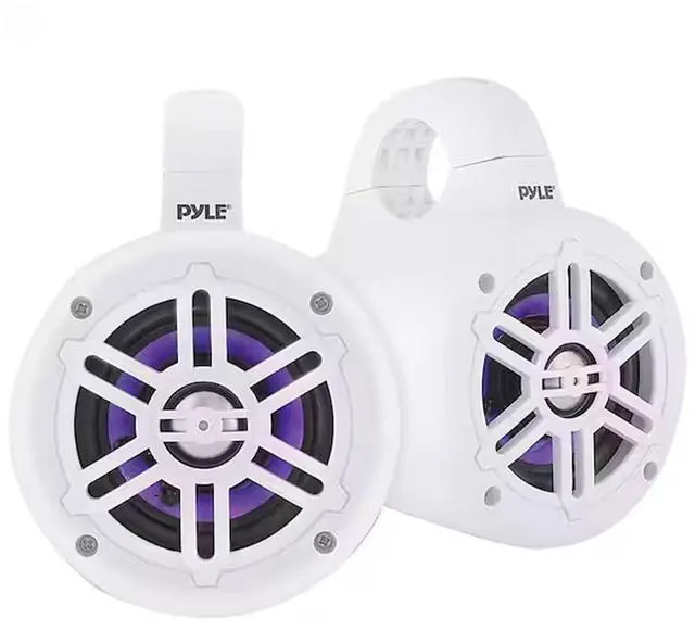 Alt view image 5 of 7 - Pyle PLRMR23BTW Single-DIN Bluetooth Marine USB/AUX MP3/SD AM/FM Radio Stereo Receiver W/White Cover, 4x Pyle 4" 300 Watt Max Power Marine Multicolor LED Tower White Speakers W/50 Feet Wire, Antenna