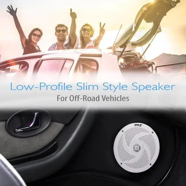 Alt view image 6 of 7 - Pyle PLRMR23BTW Single-DIN Bluetooth Marine USB/AUX MP3/SD AM/FM Radio Stereo Receiver W/White Cover, 4x Pyle PLMRS6W 6'' 240W Max Power Low Profile 2-Way Boat White Speakers W/50 Feet Wire, Antenna