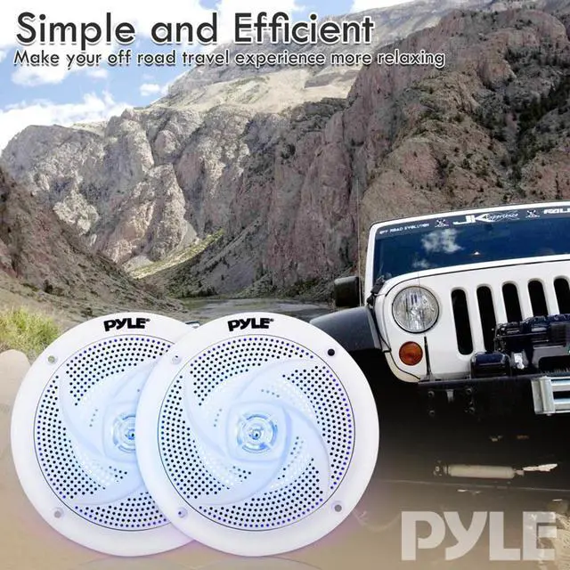 Alt view image 5 of 7 - Pyle PLRMR23BTW Single-DIN Bluetooth Marine USB/AUX MP3/SD AM/FM Radio Stereo Receiver W/White Cover, 4x 6'' 240W Max Power 2-Way Blue LED Boat White Speakers, 4 Channel Amplifier W/Kit, Radio Antenna
