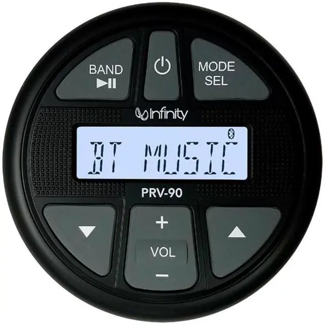 Alt view image 2 of 6 - Infinity PRV90 AM/FM Bluetooth AUX/USB Gauge Style Marine Stereo Receiver, 4x 6.5" 180 Watt Peak Power 2-Way Multi-Element Gray Marine Speakers, Wire, Antenna, USB/AUX Adapter (Bulk Packaging)