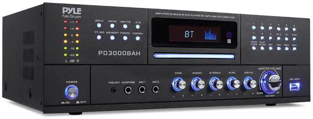 Alt view image 4 of 5 - Enrock Home Theater 4-Channel 4000 Watt Bluetooth HDMI Stereo CD/DVD Amplifier Receiver, 2x 8" 65 Watt Indoor/Outdoor Portable PA Horn Speakers w/Wire