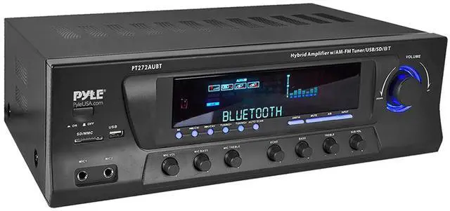 Alt view image 4 of 5 - Enrock Home Theater 4-Channel 300 Watt Bluetooth USB AM/FM Stereo Amplifier Receiver, 2x 6" 50 Watt Indoor/Outdoor Portable PA Horn Speakers w/Wire