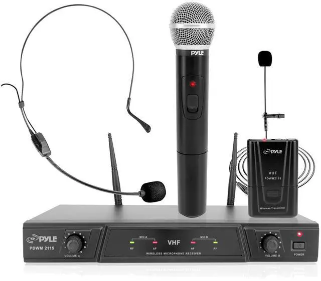 Alt view image 3 of 5 - Enrock Home Theater 4-Channel 300 Watt Bluetooth USB AM/FM Stereo Amplifier Receiver, Wireless 2-Channel Microphone System, 2x 6" 50 Watt Indoor/Outdoor Portable PA Horn Speakers w/Wire