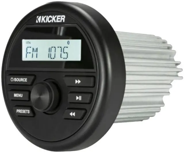 Alt view image 5 of 6 - Kicker 46KMC2 All-Weather Marine Gauge Style Bluetooth AM/FM USB Media Center Receiver, 2x 6.5" 240 Watt 4-Way Outdoor Speakers (White) w/Wire, Radio Antenna
