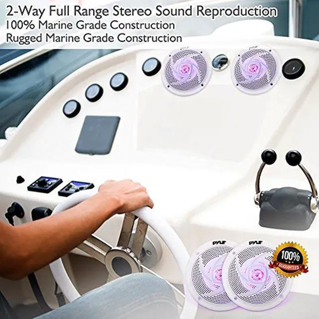 Alt view image 5 of 8 - Pyle Marine Speakers - 5.25 Inch 2 Way Waterproof and Weather Resistant Outdoor Audio Stereo Sound System with LED Lights, 180 Watt Power and Low Profile Slim Style - 1 Pair - PLMRS53WL
