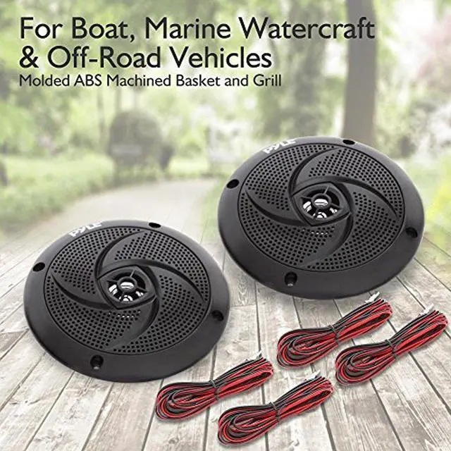 Alt view image 3 of 11 - Pyle Marine Speakers - 4 Inch 2 Way Waterproof and Weather Resistant Outdoor Audio Stereo Sound System with LED Lights, 100 Watt Power and Low Profile Slim Style - 1 Pair PLMRS43BL (Black)